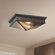 Cairo 15" 2-Light Flush Mount in Ribbed Glass/Urban Bronze