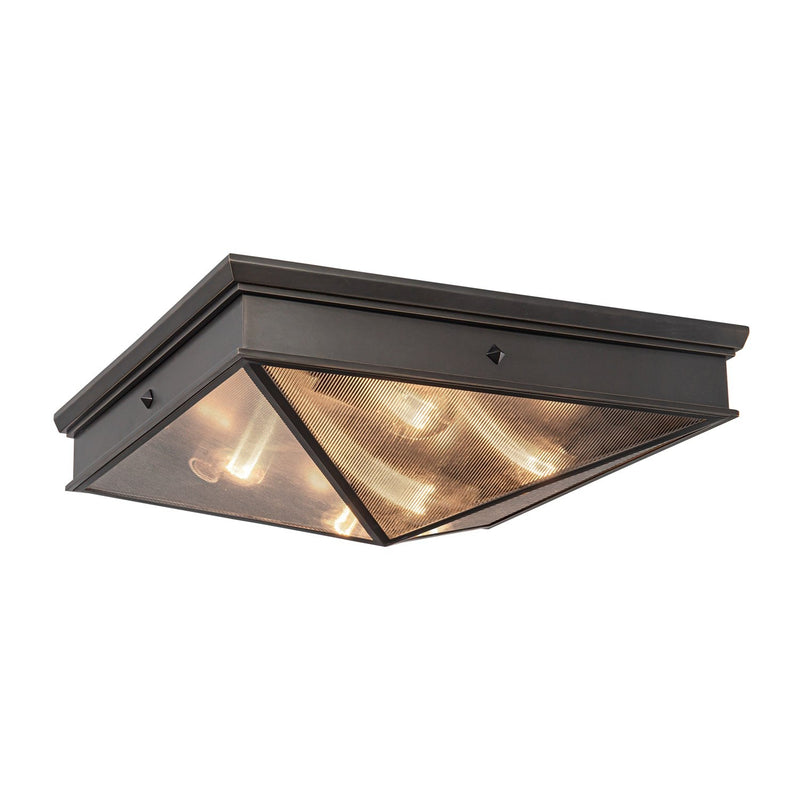 Cairo 19" 4-Light Flush Mount in Ribbed Glass/Urban Bronze