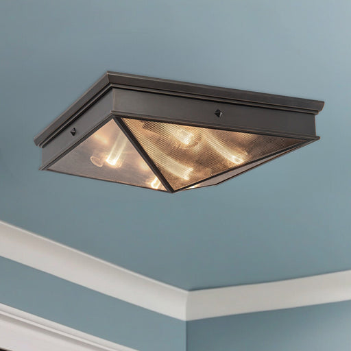 Cairo 19" 4-Light Flush Mount in Ribbed Glass/Urban Bronze