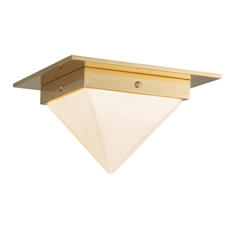 Mineral 4" (8" Width) Flush Mount in Patina Brass/Opal Glass
