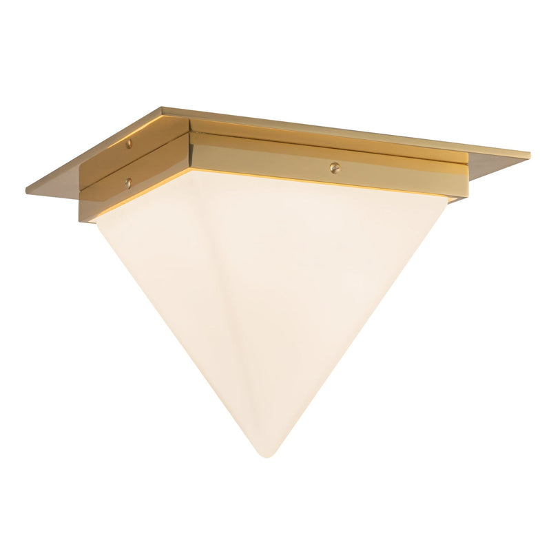Mineral 9" (11" Width) Flush Mount in Patina Brass/Opal Glass