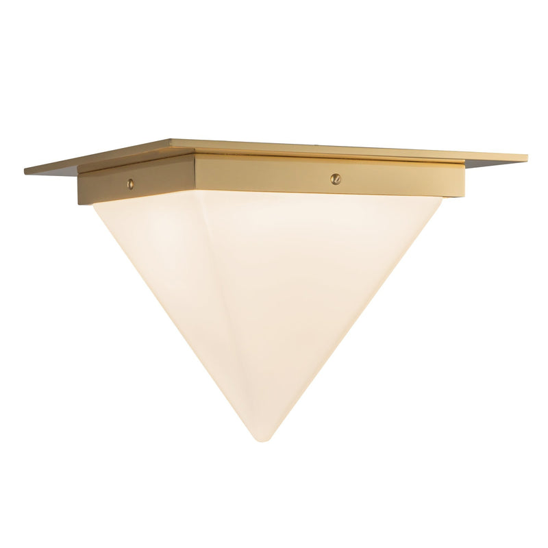 Mineral 9" (11" Width) Flush Mount in Patina Brass/Opal Glass