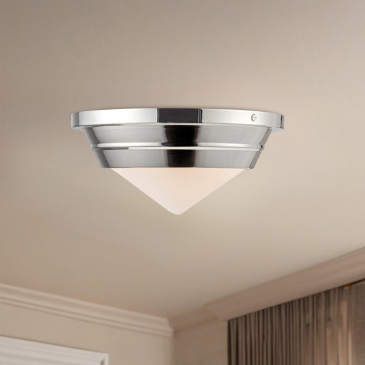 Willard 10" Flush Mount in Polished Nickel/Opal Matte Glass