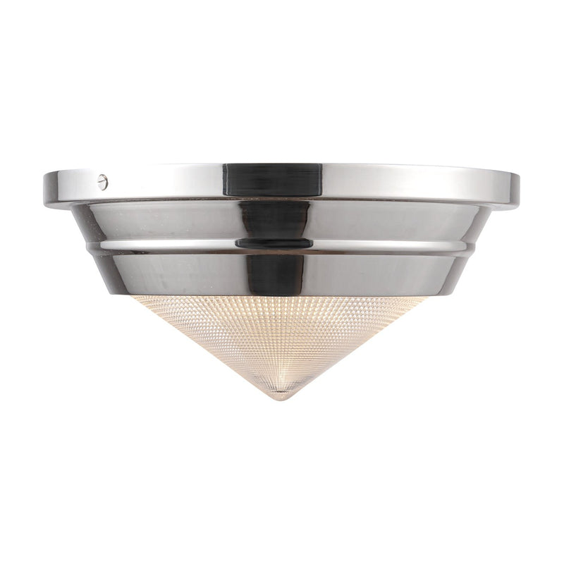 Willard 10" Flush Mount in Polished Nickel/Prismatic Glass