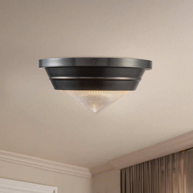 Willard 10" Flush Mount in Urban Bronze/Prismatic Glass
