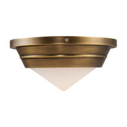 Willard 10" Flush Mount in Vintage Brass/Opal Matte Glass
