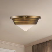 Willard 10" Flush Mount in Vintage Brass/Opal Matte Glass
