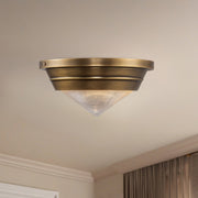 Willard 10" Flush Mount in Vintage Brass/Prismatic Glass