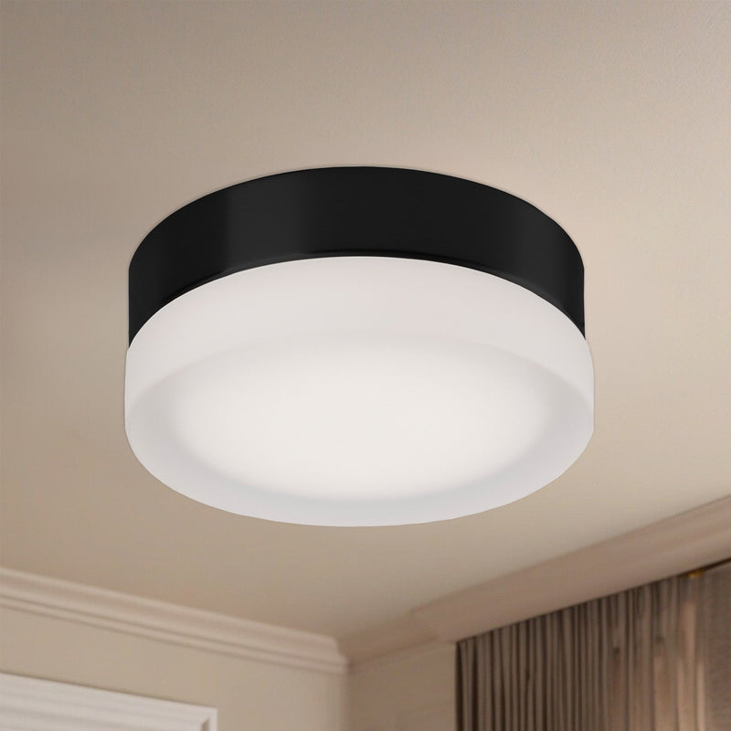 Bedford 6" Flush Mount in Black/Frosted