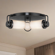 Wynwood 17" 3-Light Flush Mount in Urban Bronze/Glossy Opal