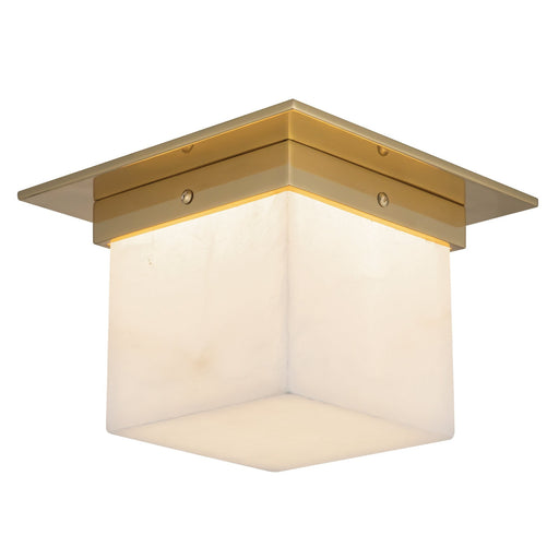 Mineral 5" (8" Width) Flush Mount in Patina Brass/Alabaster