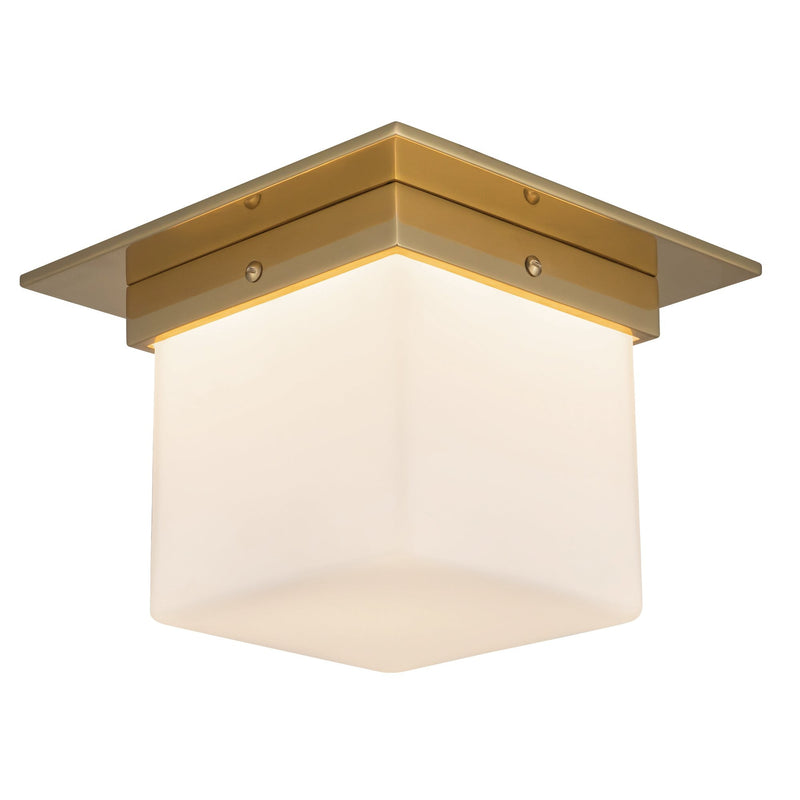 Mineral 5" (8" Width) Flush Mount in Patina Brass/Opal Glass
