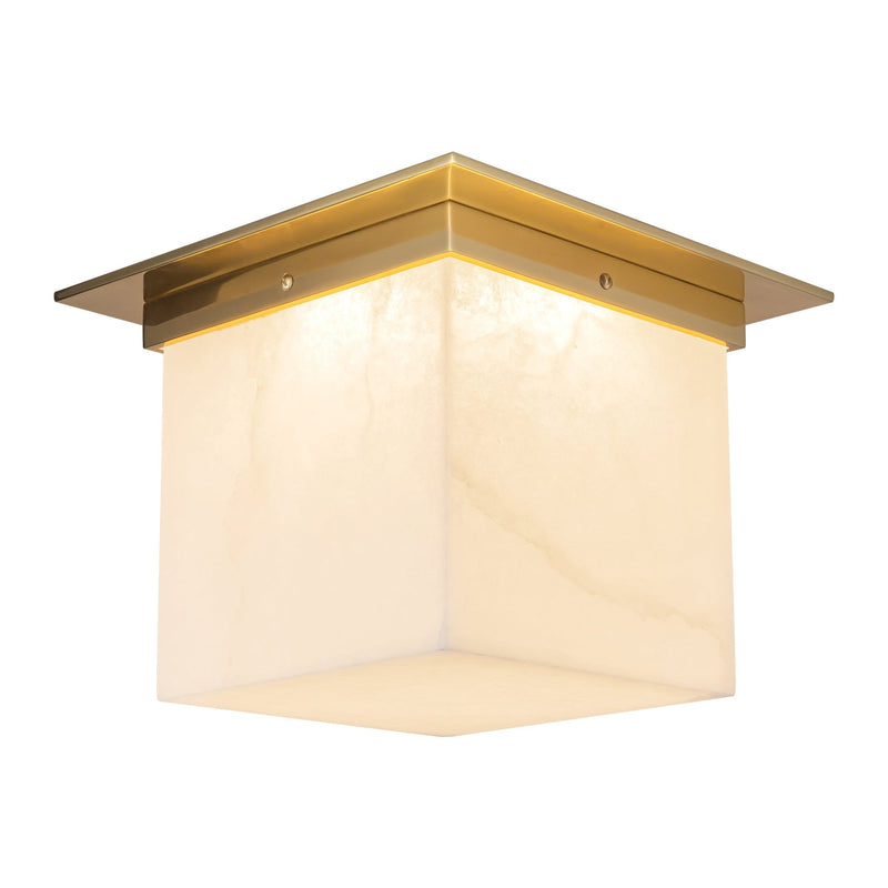 Mineral 8" (11" Width) Flush Mount in Patina Brass/Alabaster