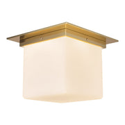 Mineral 8" (11" Width) Flush Mount in Patina Brass/Opal Glass