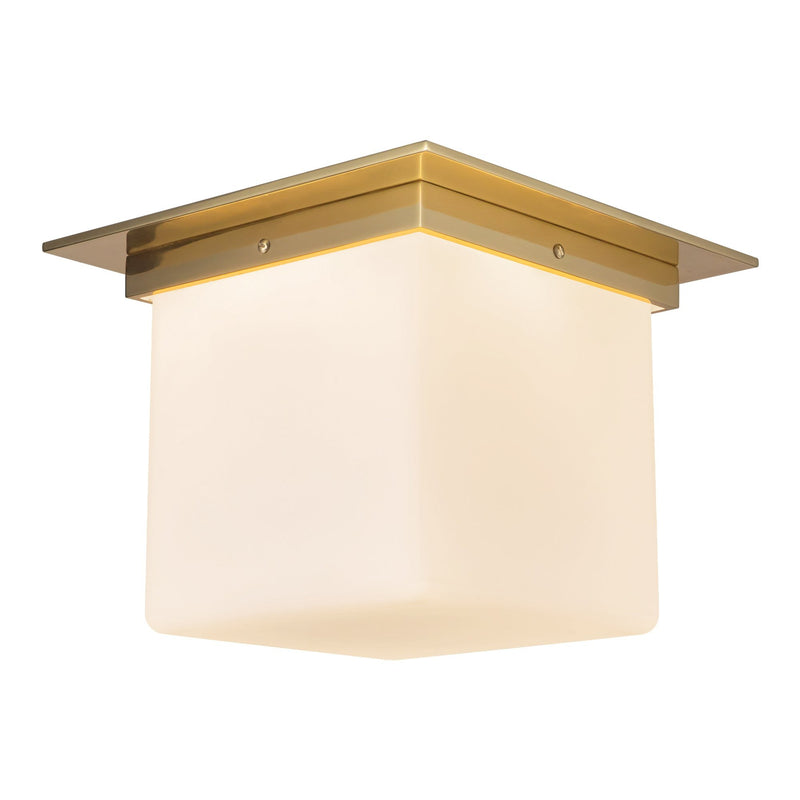 Mineral 8" (11" Width) Flush Mount in Patina Brass/Opal Glass