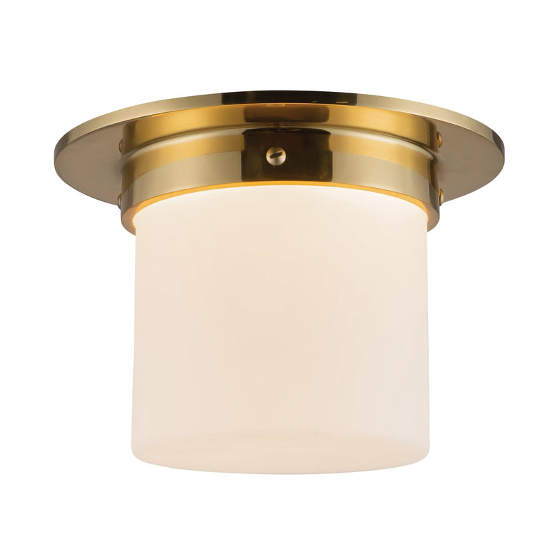 Mineral 5" (8" Diameter) Flush Mount in Patina Brass/Opal Glass