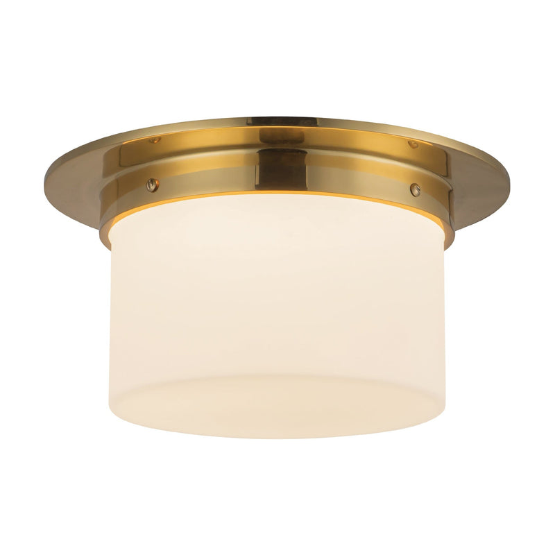 Mineral 5" (11" Diameter) Flush Mount in Patina Brass/Opal Glass