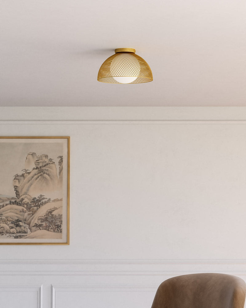 Haven 12" Flush Mount in Gold/Opal Matte Glass
