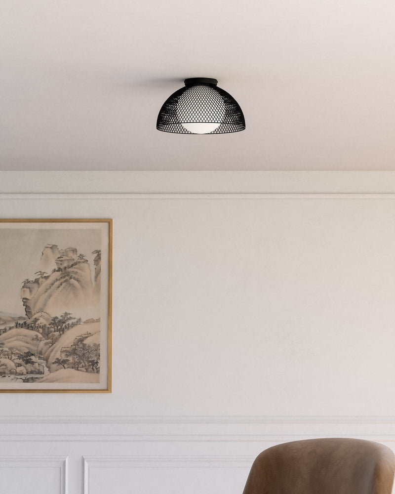 Haven 12" Flush Mount in Matte Black/Opal Matte Glass