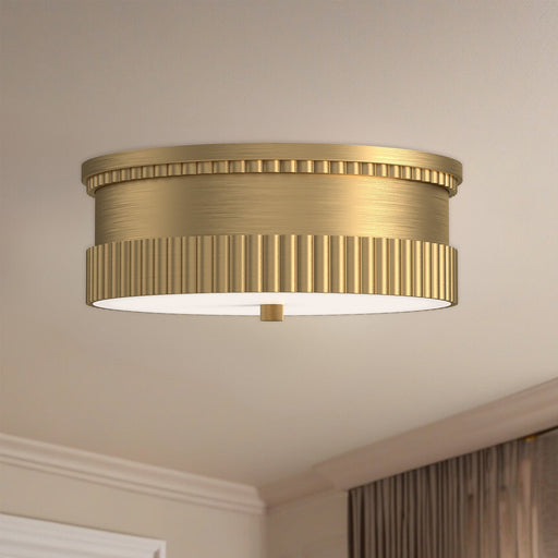 Rue 14" 3-Light Flush Mount in Brushed Gold
