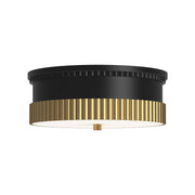 Rue 14" 3-Light Flush Mount in Matte Black/Brushed Gold