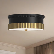 Rue 14" 3-Light Flush Mount in Matte Black/Brushed Gold