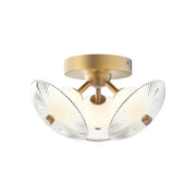Hera 12" Flush Mount in Brushed Gold/Clear Ribbed Glass