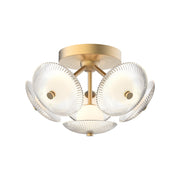 Hera 16" Flush Mount in Brushed Gold/Clear Ribbed Glass