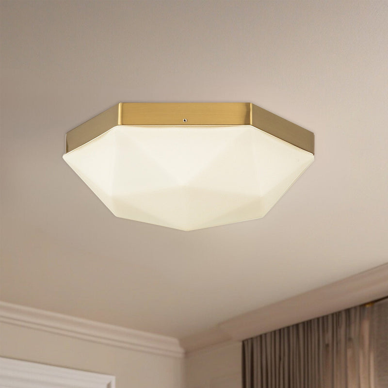 Krysta 12" 2-Light Flush Mount in Brushed Gold/Opal Glass