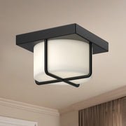 Regalo 7" Flush Mount in Black/Opal Glass