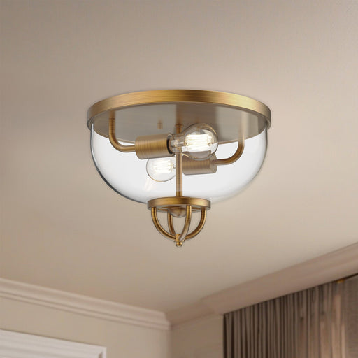 Lancaster 13" 2-Light Flush Mount in Aged Gold