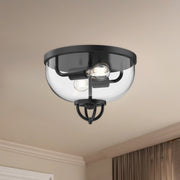 Lancaster 13" 2-Light Flush Mount in Matte Black