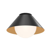 Remy 14" Flush Mount in Matte Black/Opal Glass