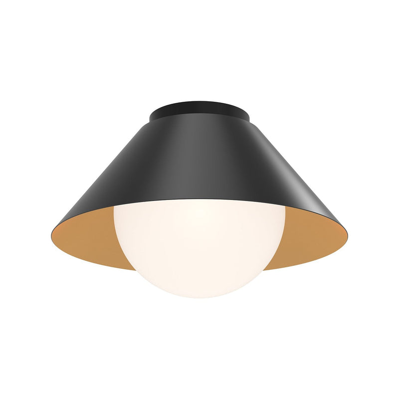 Remy 14" Flush Mount in Matte Black/Opal Glass
