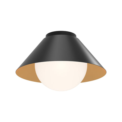 Remy 14" Flush Mount in Matte Black/Opal Glass