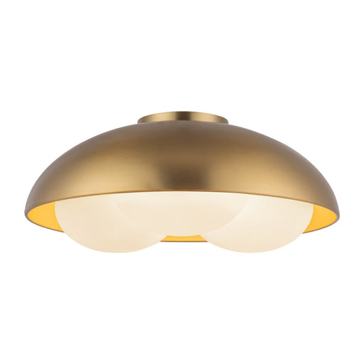 Robyn 16" 3-Light Flush Mount in Brushed Gold/Opal Glass