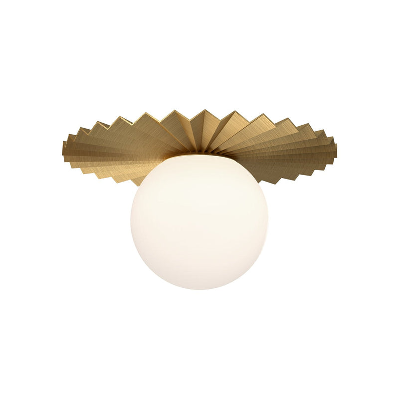 Plume 12" Flush Mount in Brushed Gold/Opal Matte Glass