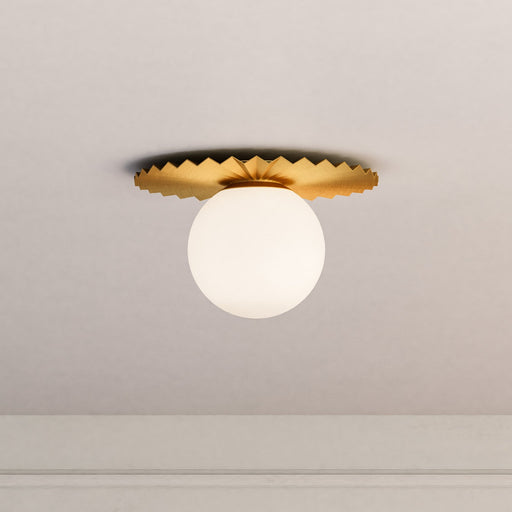 Plume 12" Flush Mount in Brushed Gold/Opal Matte Glass