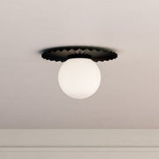 Plume 12" Flush Mount in Matte Black/Opal Matte Glass
