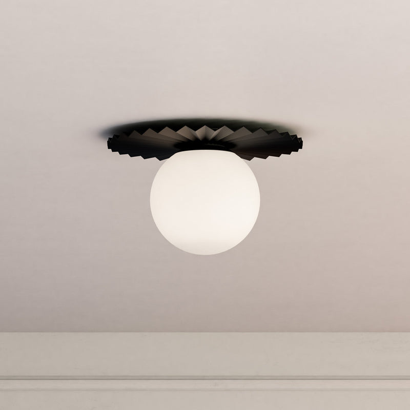 Plume 12" Flush Mount in Matte Black/Opal Matte Glass
