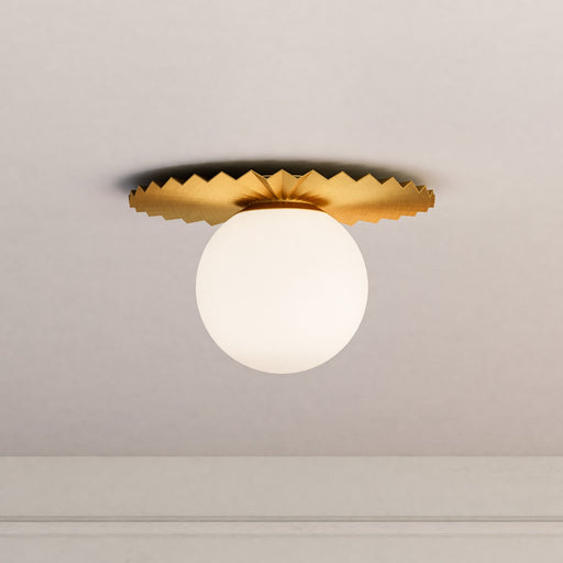 Plume 14" Flush Mount in Brushed Gold/Opal Matte Glass