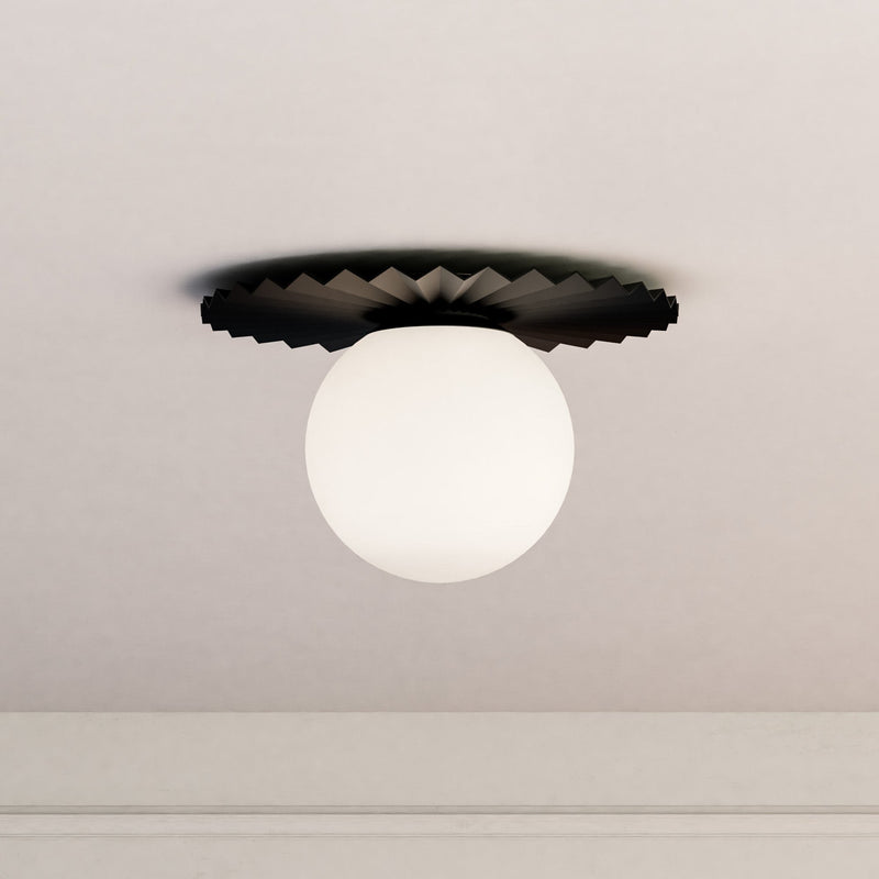 Plume 14" Flush Mount in Matte Black/Opal Matte Glass