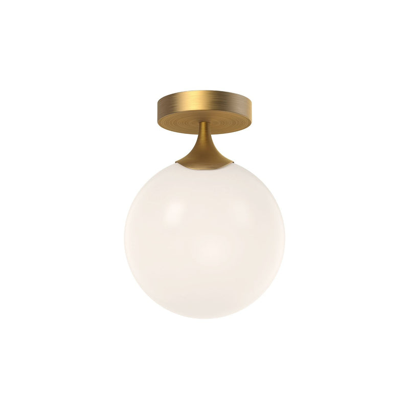 Nouveau 8" Semi-Flush Mount in Aged Gold/Opal Matte Glass