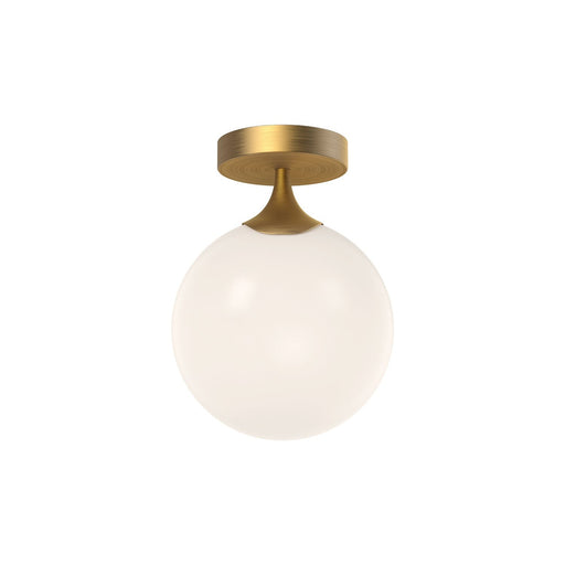Nouveau 8" Semi-Flush Mount in Aged Gold/Opal Matte Glass