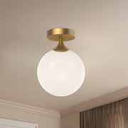 Nouveau 8" Semi-Flush Mount in Aged Gold/Opal Matte Glass