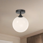 Nouveau 8" Semi-Flush Mount in Matte Black/Opal Matte Glass