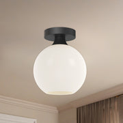 Castilla 8" Flush Mount in Matte Black/Opal Matte Glass