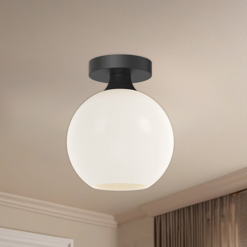 Castilla 8" Flush Mount in Matte Black/Opal Matte Glass