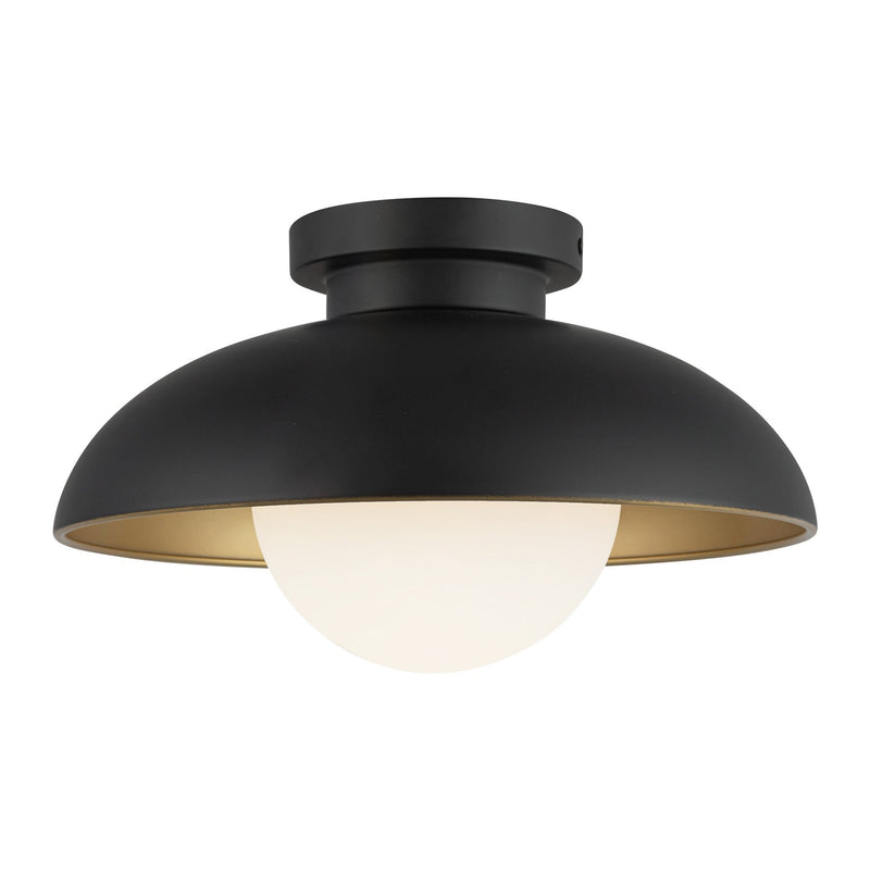 Rubio 12" Semi-Flush Mount in Matte Black/Opal Matte Glass