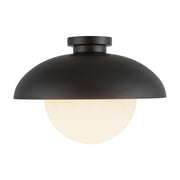 Rubio 16" Semi-Flush Mount in Matte Black/Opal Matte Glass